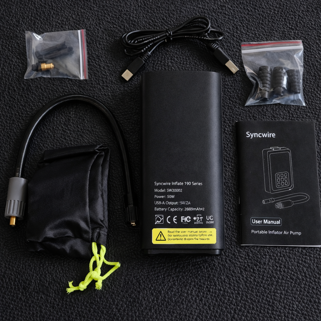 Syncwire portable tyre inflator air compressor 150PSI with accessories